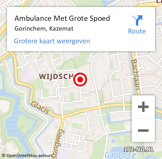 Locatie op kaart van de 112 melding: Ambulance Met Grote Spoed Naar Gorinchem, Kazemat op 23 februari 2022 09:34