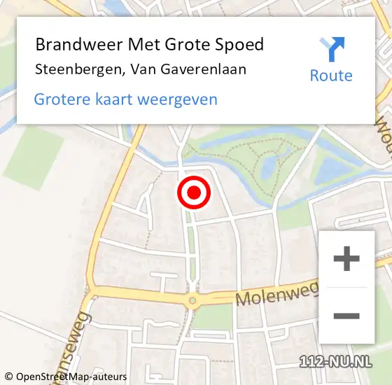 Locatie op kaart van de 112 melding: Brandweer Met Grote Spoed Naar Steenbergen, Van Gaverenlaan op 23 februari 2022 09:37