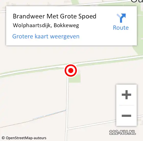 Locatie op kaart van de 112 melding: Brandweer Met Grote Spoed Naar Wolphaartsdijk, Bokkeweg op 23 februari 2022 09:39