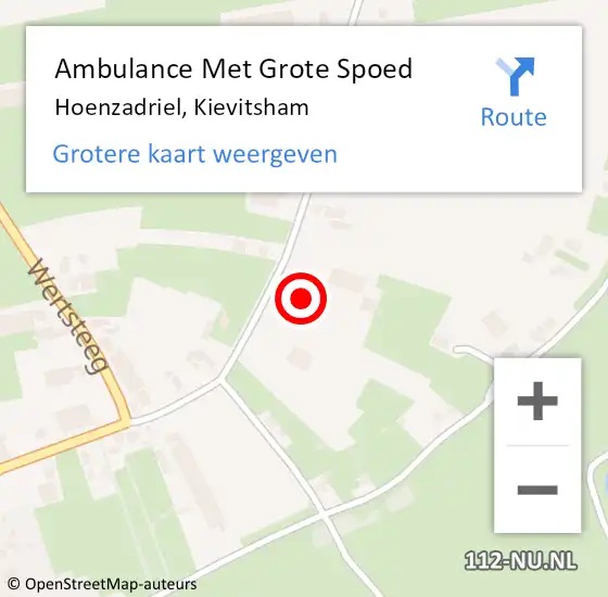 Locatie op kaart van de 112 melding: Ambulance Met Grote Spoed Naar Hoenzadriel, Kievitsham op 23 februari 2022 10:06