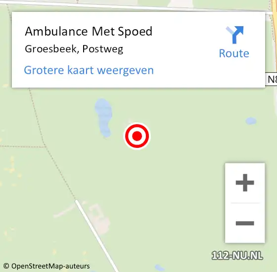 Locatie op kaart van de 112 melding: Ambulance Met Spoed Naar Groesbeek, Postweg op 23 februari 2022 10:08