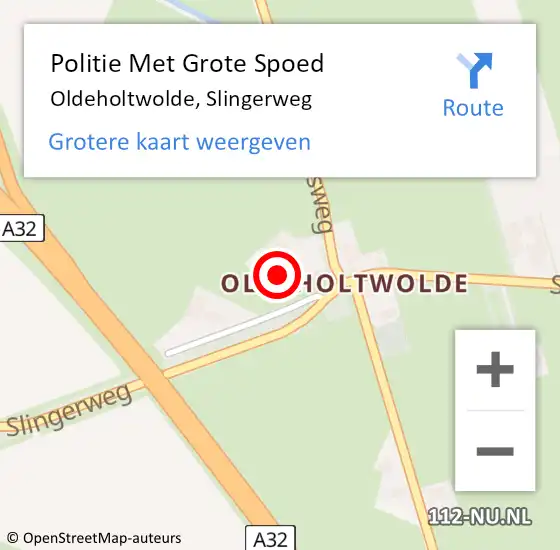 Locatie op kaart van de 112 melding: Politie Met Grote Spoed Naar Oldeholtwolde, Slingerweg op 23 februari 2022 10:09