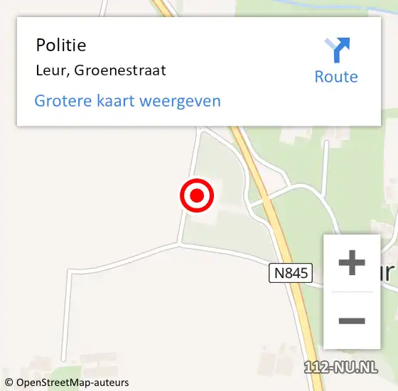 Locatie op kaart van de 112 melding: Politie Leur, Groenestraat op 23 februari 2022 10:33