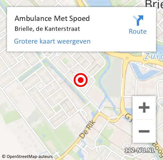 Locatie op kaart van de 112 melding: Ambulance Met Spoed Naar Brielle, de Kanterstraat op 23 februari 2022 10:43