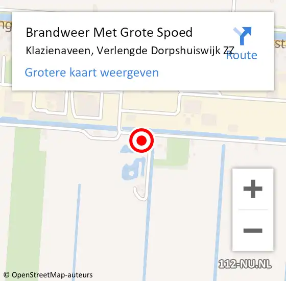 Locatie op kaart van de 112 melding: Brandweer Met Grote Spoed Naar Klazienaveen, Verlengde Dorpshuiswijk ZZ op 23 februari 2022 10:57