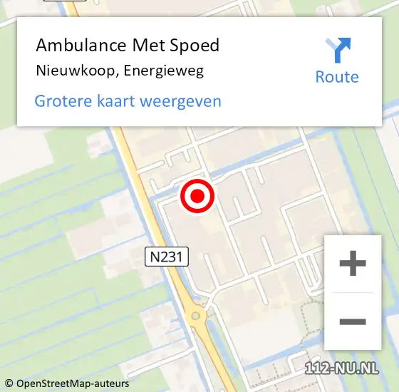 Locatie op kaart van de 112 melding: Ambulance Met Spoed Naar Nieuwkoop, Energieweg op 23 februari 2022 11:13