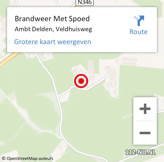 Locatie op kaart van de 112 melding: Brandweer Met Spoed Naar Ambt Delden, Veldhuisweg op 23 februari 2022 11:20