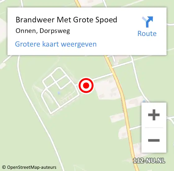 Locatie op kaart van de 112 melding: Brandweer Met Grote Spoed Naar Onnen, Dorpsweg op 9 juli 2014 11:31