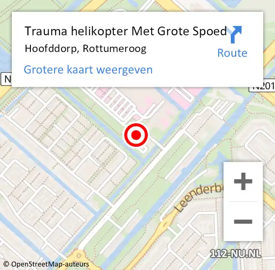 Locatie op kaart van de 112 melding: Trauma helikopter Met Grote Spoed Naar Hoofddorp, Rottumeroog op 23 februari 2022 11:40