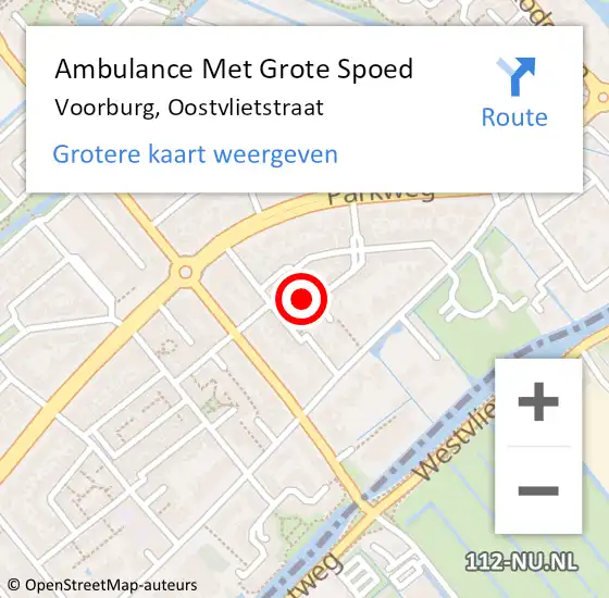 Locatie op kaart van de 112 melding: Ambulance Met Grote Spoed Naar Voorburg, Oostvlietstraat op 23 februari 2022 11:41