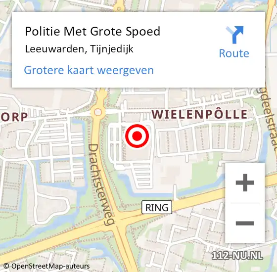 Locatie op kaart van de 112 melding: Politie Met Grote Spoed Naar Leeuwarden, Tijnjedijk op 23 februari 2022 11:53