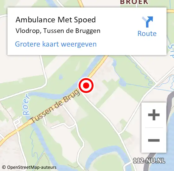 Locatie op kaart van de 112 melding: Ambulance Met Spoed Naar Vlodrop, Tussen de Bruggen op 23 februari 2022 11:59