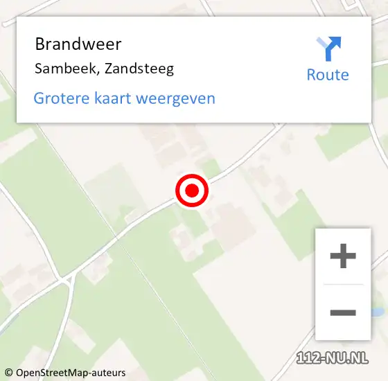 Locatie op kaart van de 112 melding: Brandweer Sambeek, Zandsteeg op 9 juli 2014 11:37