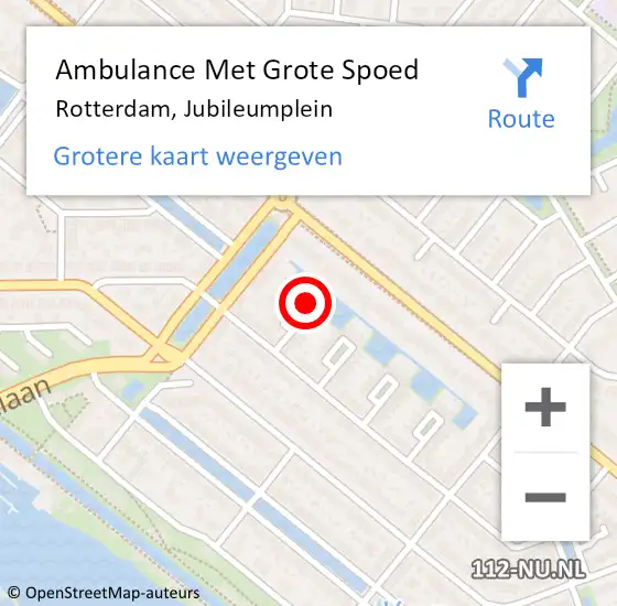 Locatie op kaart van de 112 melding: Ambulance Met Grote Spoed Naar Rotterdam, Jubileumplein op 23 februari 2022 12:22