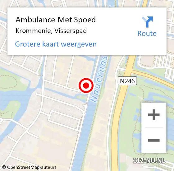 Locatie op kaart van de 112 melding: Ambulance Met Spoed Naar Krommenie, Visserspad op 23 februari 2022 12:29