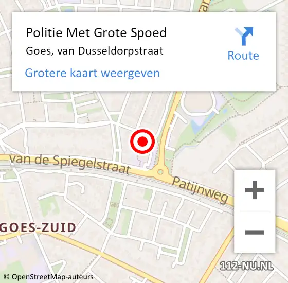 Locatie op kaart van de 112 melding: Politie Met Grote Spoed Naar Goes, van Dusseldorpstraat op 23 februari 2022 12:30