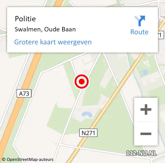 Locatie op kaart van de 112 melding: Politie Swalmen, Oude Baan op 23 februari 2022 12:43