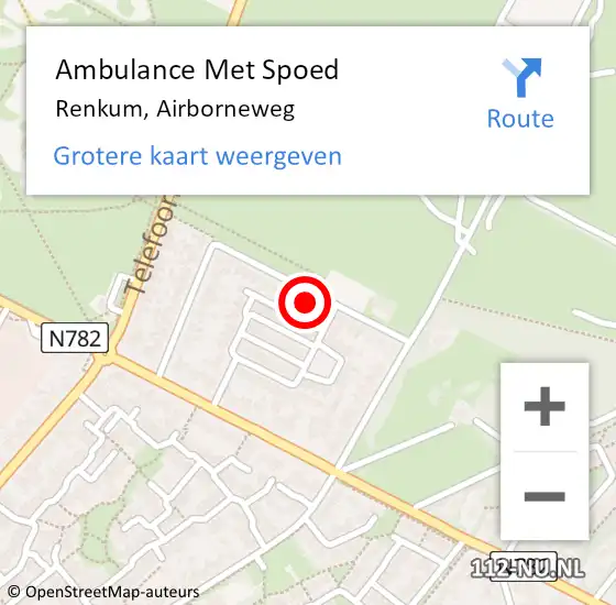 Locatie op kaart van de 112 melding: Ambulance Met Spoed Naar Renkum, Airborneweg op 23 februari 2022 12:49