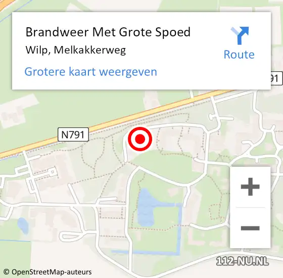 Locatie op kaart van de 112 melding: Brandweer Met Grote Spoed Naar Wilp, Melkakkerweg op 23 februari 2022 12:50