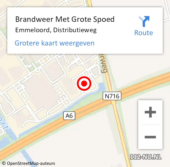 Locatie op kaart van de 112 melding: Brandweer Met Grote Spoed Naar Emmeloord, Distributieweg op 23 februari 2022 13:03