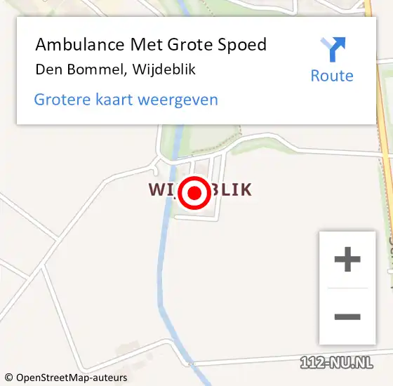 Locatie op kaart van de 112 melding: Ambulance Met Grote Spoed Naar Den Bommel, Wijdeblik op 23 februari 2022 13:22