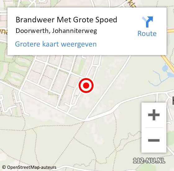 Locatie op kaart van de 112 melding: Brandweer Met Grote Spoed Naar Doorwerth, Johanniterweg op 23 februari 2022 13:27