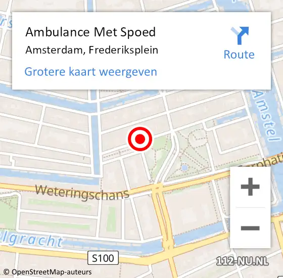 Locatie op kaart van de 112 melding: Ambulance Met Spoed Naar Amsterdam, Frederiksplein op 23 februari 2022 13:35