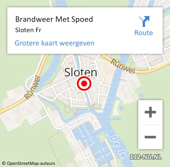 Locatie op kaart van de 112 melding: Brandweer Met Spoed Naar Sloten Fr op 9 juli 2014 11:49