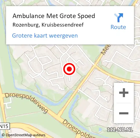 Locatie op kaart van de 112 melding: Ambulance Met Grote Spoed Naar Rozenburg, Kruisbessendreef op 23 februari 2022 14:02