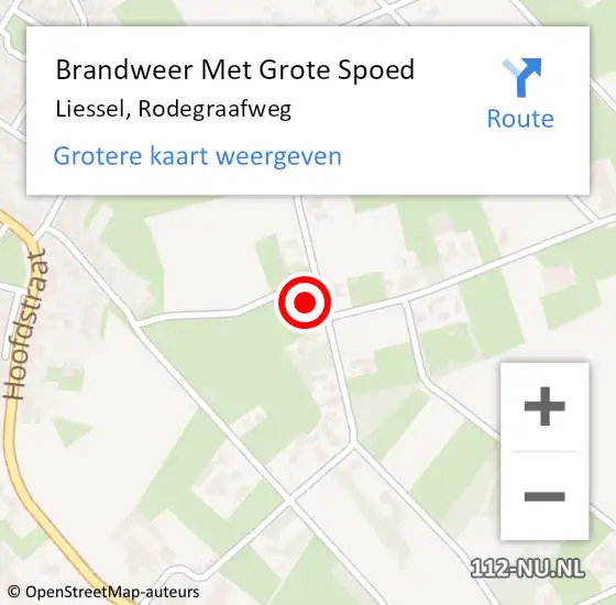 Locatie op kaart van de 112 melding: Brandweer Met Grote Spoed Naar Liessel, Rodegraafweg op 23 februari 2022 14:08