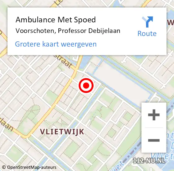 Locatie op kaart van de 112 melding: Ambulance Met Spoed Naar Voorschoten, Professor Debijelaan op 23 februari 2022 14:11