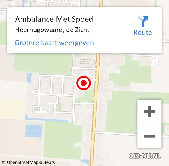 Locatie op kaart van de 112 melding: Ambulance Met Spoed Naar Heerhugowaard, de Zicht op 23 februari 2022 14:17