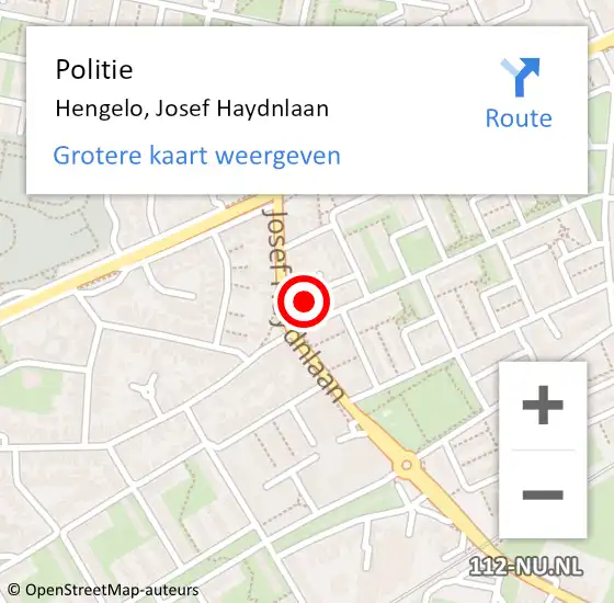 Locatie op kaart van de 112 melding: Politie Hengelo, Josef Haydnlaan op 23 februari 2022 14:26