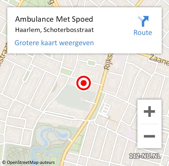 Locatie op kaart van de 112 melding: Ambulance Met Spoed Naar Haarlem, Schoterbosstraat op 23 februari 2022 14:28