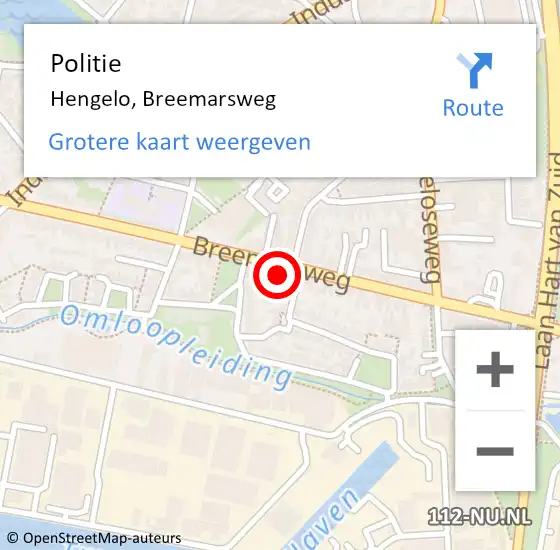 Locatie op kaart van de 112 melding: Politie Hengelo, Breemarsweg op 23 februari 2022 14:33