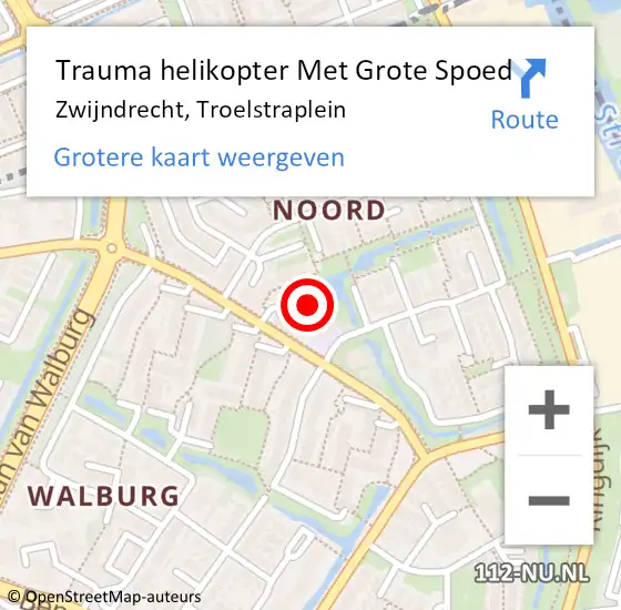 Locatie op kaart van de 112 melding: Trauma helikopter Met Grote Spoed Naar Zwijndrecht, Troelstraplein op 23 februari 2022 14:40