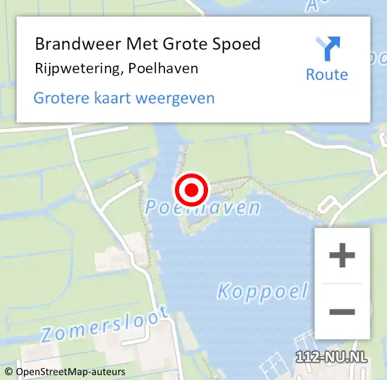 Locatie op kaart van de 112 melding: Brandweer Met Grote Spoed Naar Rijpwetering, Poelhaven op 23 februari 2022 14:59