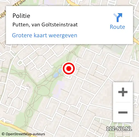 Locatie op kaart van de 112 melding: Politie Putten, van Goltsteinstraat op 23 februari 2022 15:00