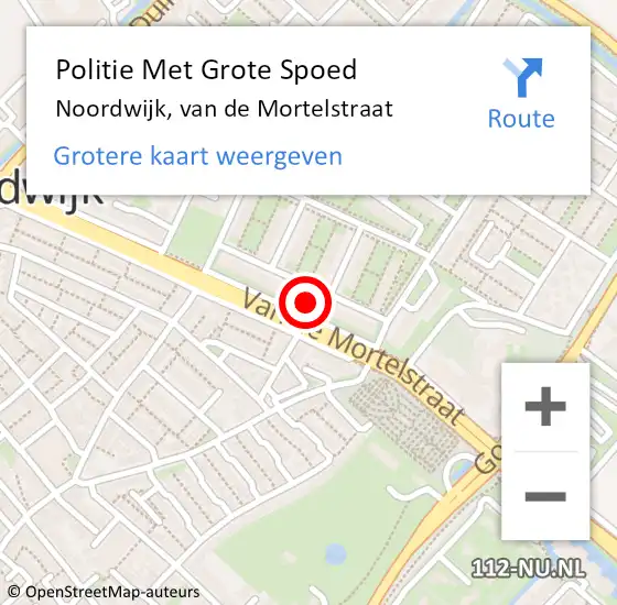 Locatie op kaart van de 112 melding: Politie Met Grote Spoed Naar Noordwijk, van de Mortelstraat op 23 februari 2022 15:13