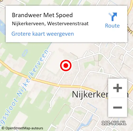 Locatie op kaart van de 112 melding: Brandweer Met Spoed Naar Nijkerkerveen, Westerveenstraat op 23 februari 2022 15:37