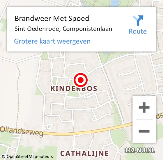 Locatie op kaart van de 112 melding: Brandweer Met Spoed Naar Sint Oedenrode, Componistenlaan op 23 februari 2022 15:38