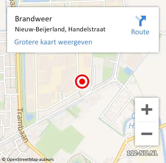 Locatie op kaart van de 112 melding: Brandweer Nieuw-Beijerland, Handelstraat op 23 februari 2022 15:40