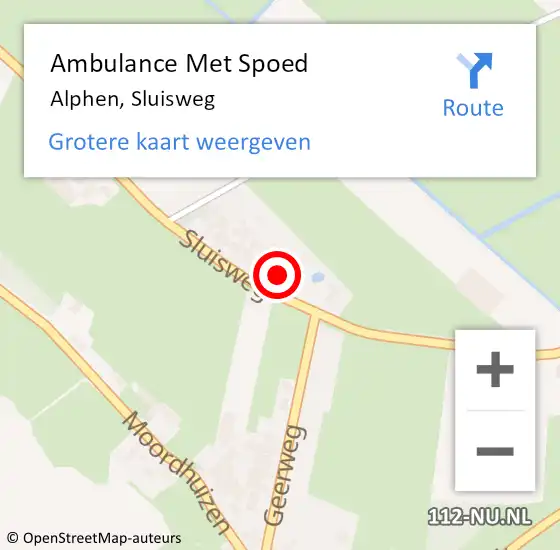 Locatie op kaart van de 112 melding: Ambulance Met Spoed Naar Alphen, Sluisweg op 23 februari 2022 15:46