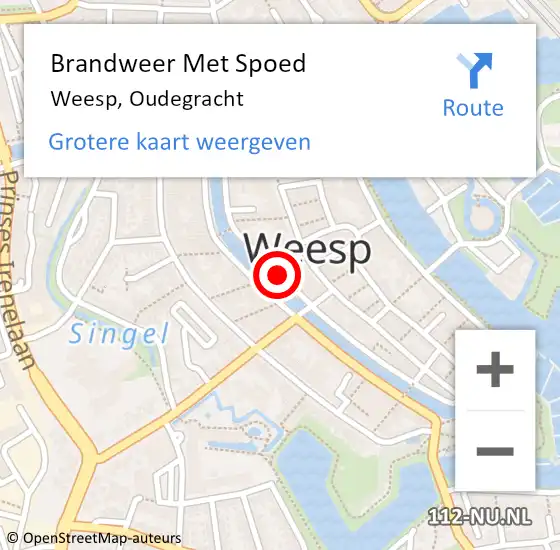 Locatie op kaart van de 112 melding: Brandweer Met Spoed Naar Weesp, Oudegracht op 23 februari 2022 15:48