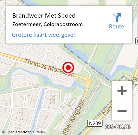 Locatie op kaart van de 112 melding: Brandweer Met Spoed Naar Zoetermeer, Coloradostroom op 23 februari 2022 15:48