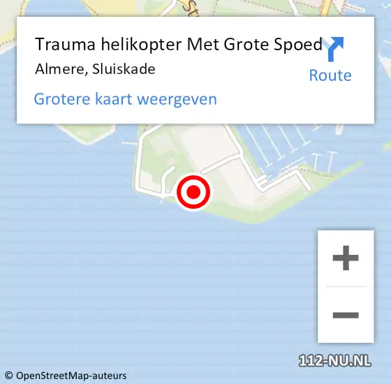 Locatie op kaart van de 112 melding: Trauma helikopter Met Grote Spoed Naar Almere, Sluiskade op 23 februari 2022 16:00