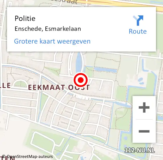 Locatie op kaart van de 112 melding: Politie Enschede, Esmarkelaan op 23 februari 2022 16:00