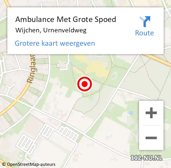 Locatie op kaart van de 112 melding: Ambulance Met Grote Spoed Naar Wijchen, Urnenveldweg op 23 februari 2022 16:04