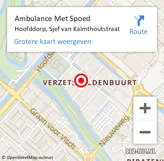 Locatie op kaart van de 112 melding: Ambulance Met Spoed Naar Hoofddorp, Sjef van Kalmthoutstraat op 23 februari 2022 16:11