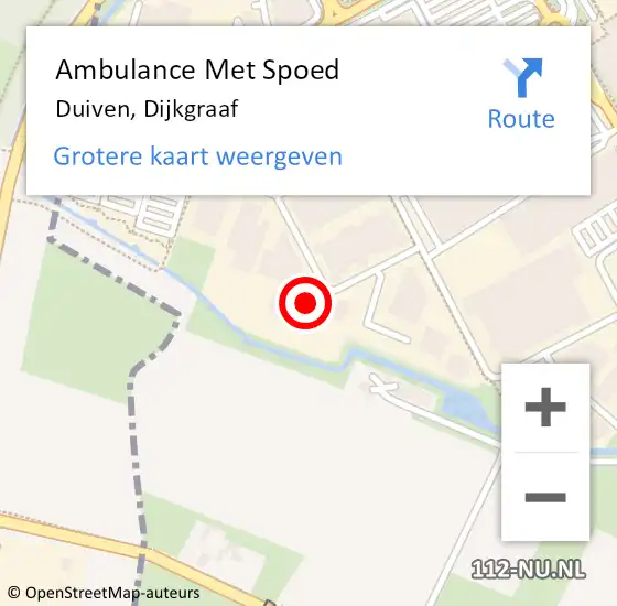 Locatie op kaart van de 112 melding: Ambulance Met Spoed Naar Duiven, Dijkgraaf op 23 februari 2022 16:14